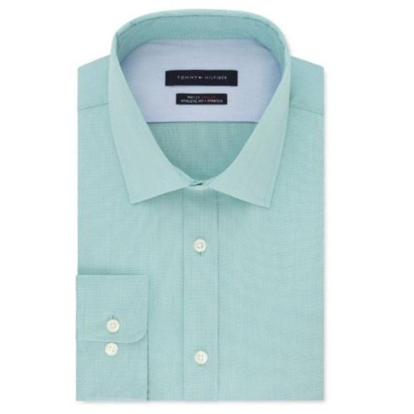 Tommy Hilfiger Mens Athletic-Fit Flex Collar Dress - Picture 1 of 2